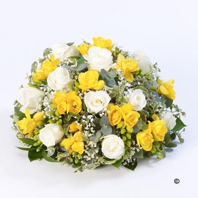 Rose and Freesia Posy   Yellow and White