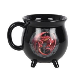 Lammas Dragon colour changing cauldron mug by Anne Stokes